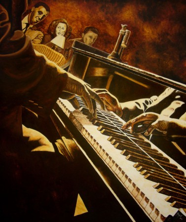 Zongorista Olajfestmény, kasírozott festővászon. Festő: Angyalos László lastangelheart@gmail.com 